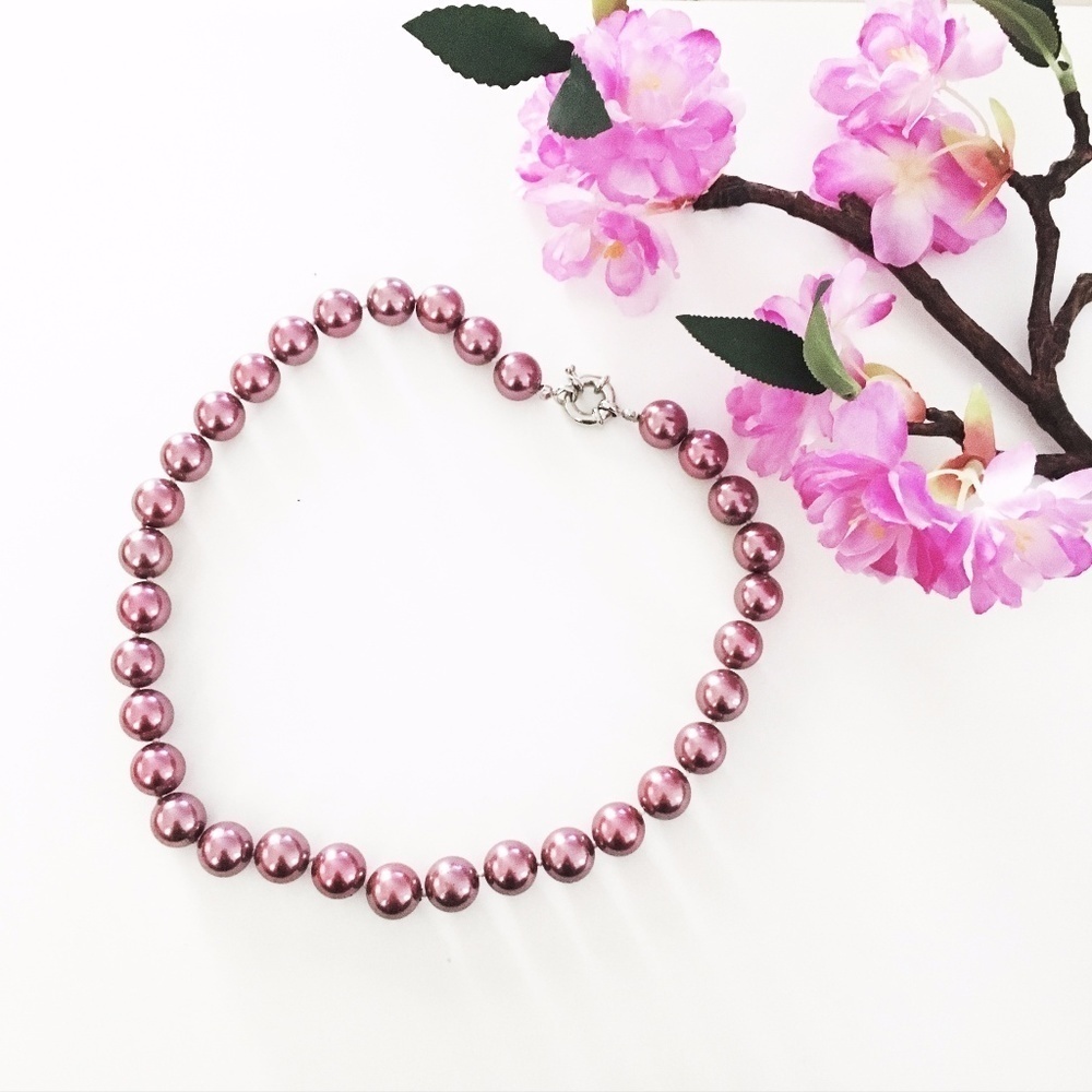 Red Simulated Pearl Choker Necklace